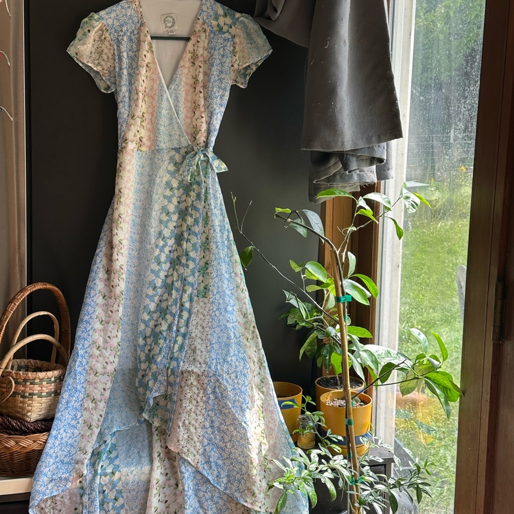 Blue Rain High-Low Floral Dress